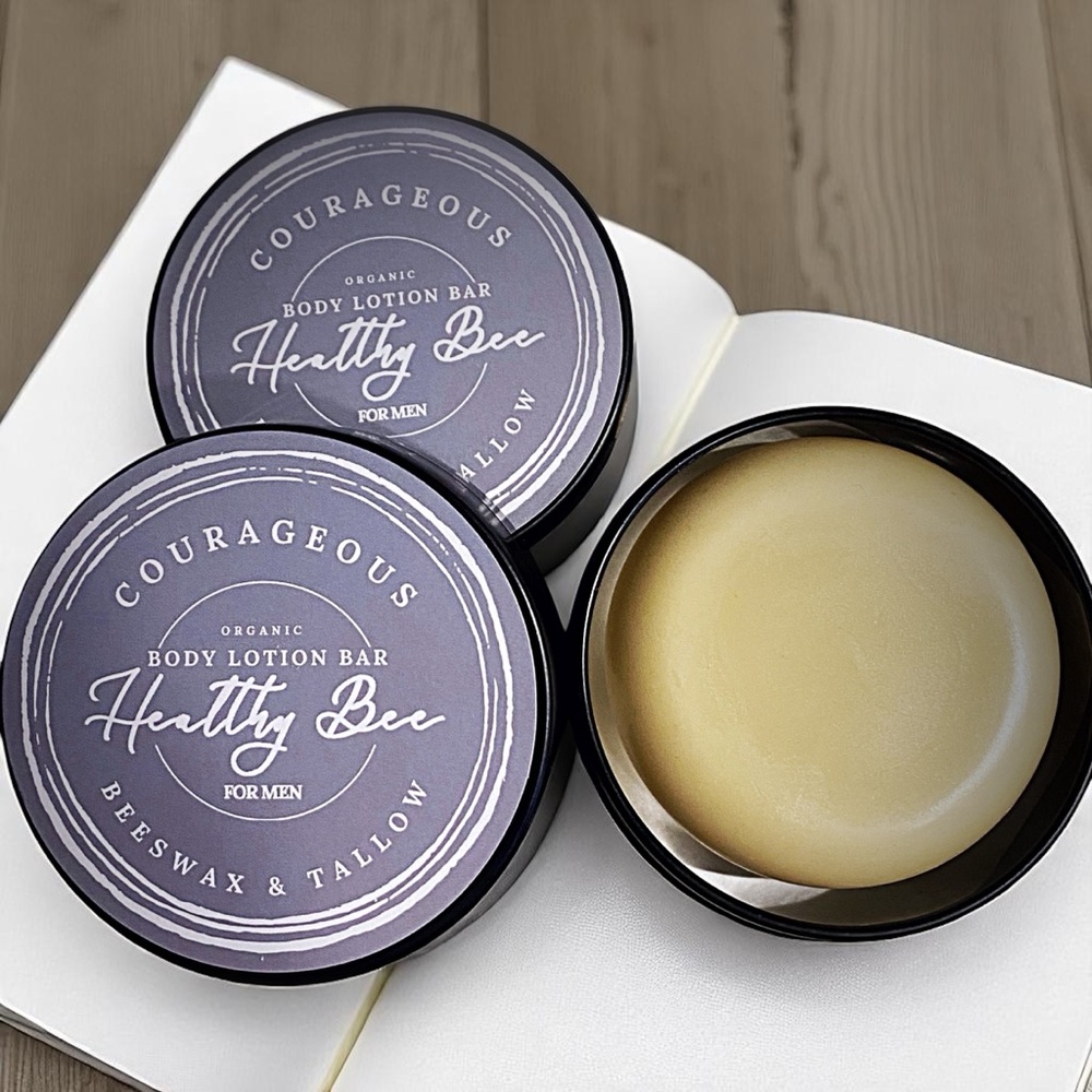 Men: Courageous Solid Lotion Bar for Men. Organic Beeswax & Tallow
